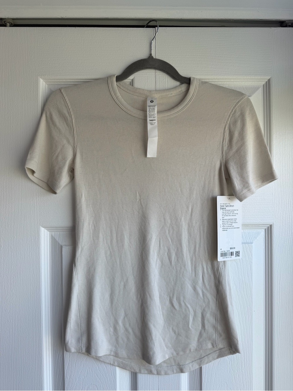Brand New Lululemon Hold Tight Short Sleeve Bone Size 4